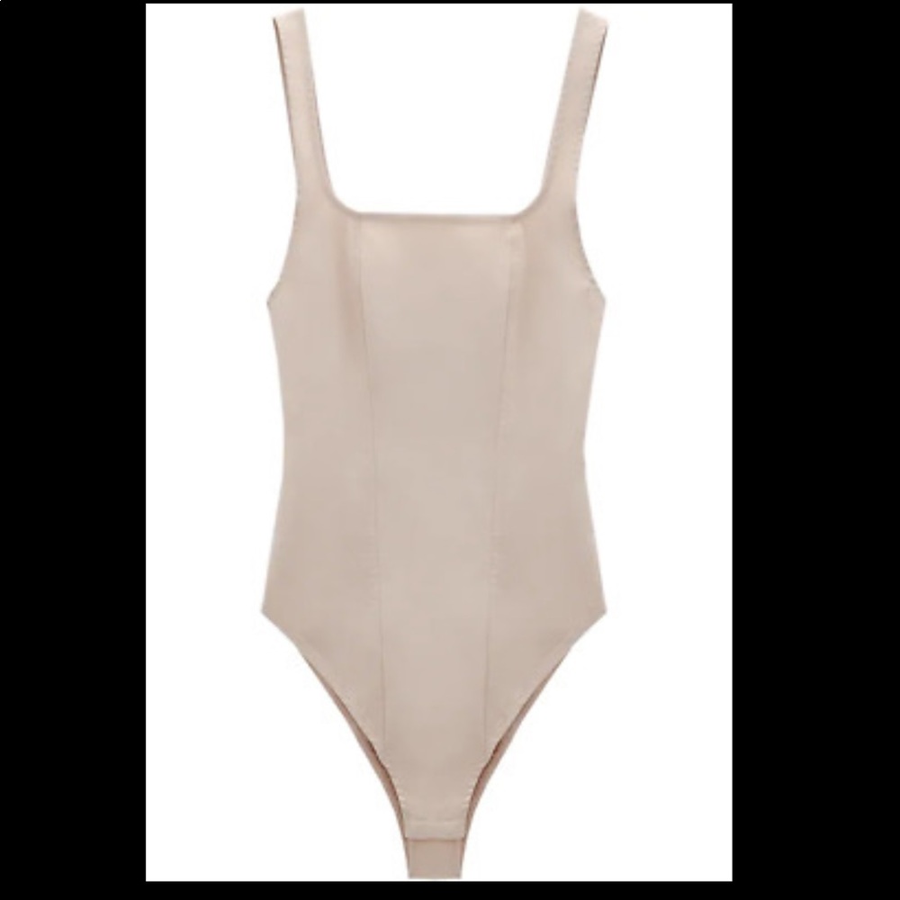 Zara Beige Strappy Poplin Bodysuit NWT